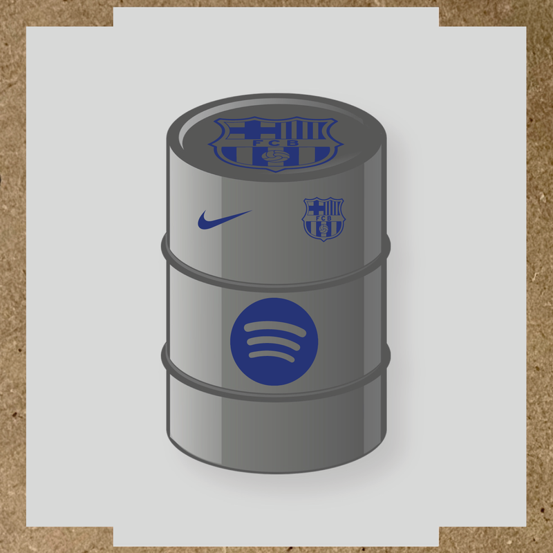 Kit de 4 stickers FC Barcelona pour baril décoratif, comprenant des designs sur le thème FC Barcelona. couleur:bleu indigo