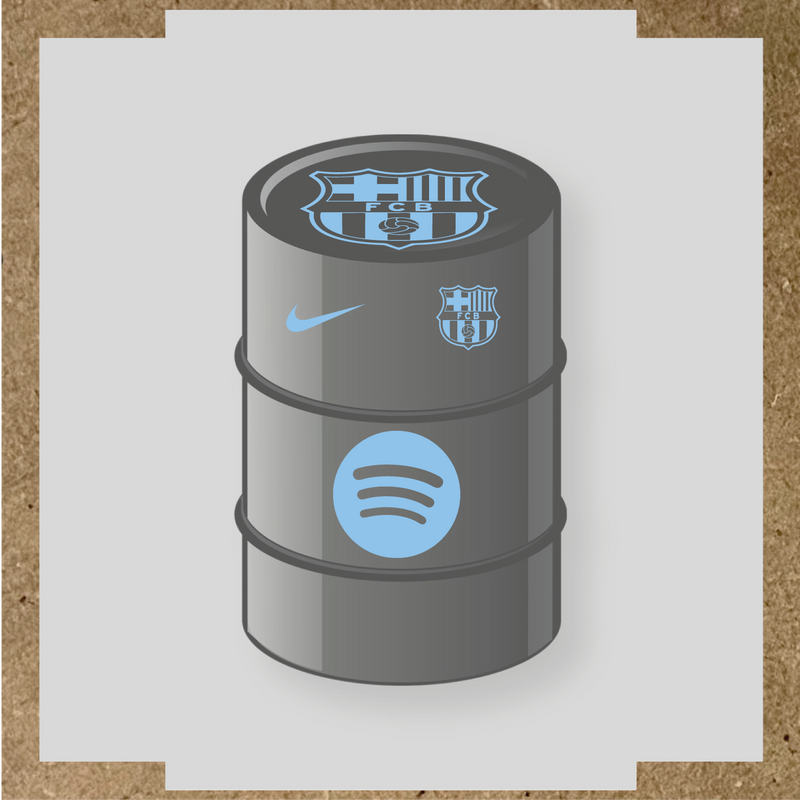 Kit de 4 stickers FC Barcelona pour baril décoratif, comprenant des designs sur le thème FC Barcelona. couleur:bleu pastel