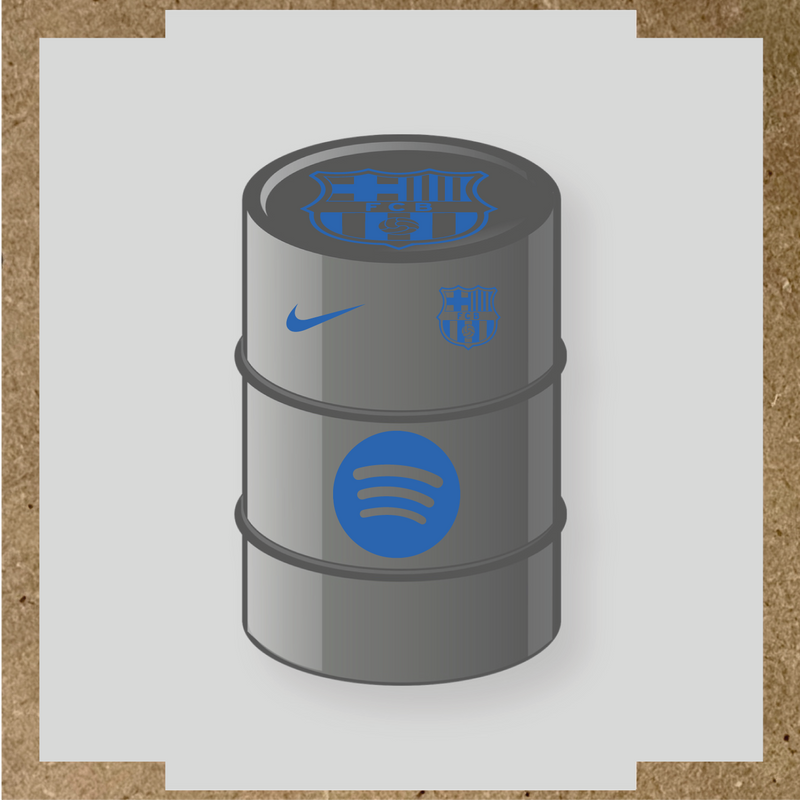 Kit de 4 stickers FC Barcelona pour baril décoratif, comprenant des designs sur le thème FC Barcelona. couleur:bleu pétrole