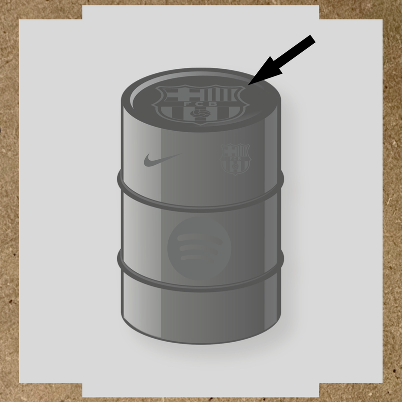Kit de 4 stickers FC Barcelona pour baril décoratif, comprenant des designs sur le thème FC Barcelona. couleur:gris foncé