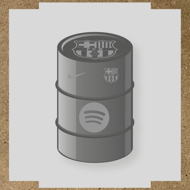 Kit de 4 stickers FC Barcelona pour baril décoratif, comprenant des designs sur le thème FC Barcelona. couleur:gris