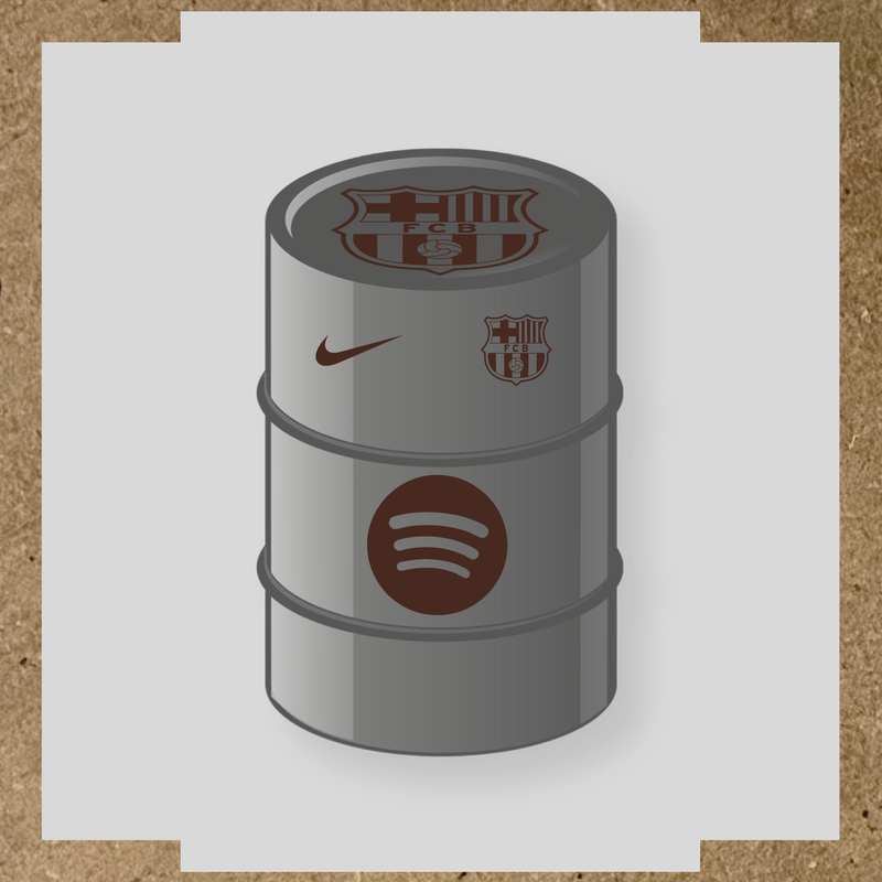 Kit de 4 stickers FC Barcelona pour baril décoratif, comprenant des designs sur le thème FC Barcelona. couleur:marron foncé