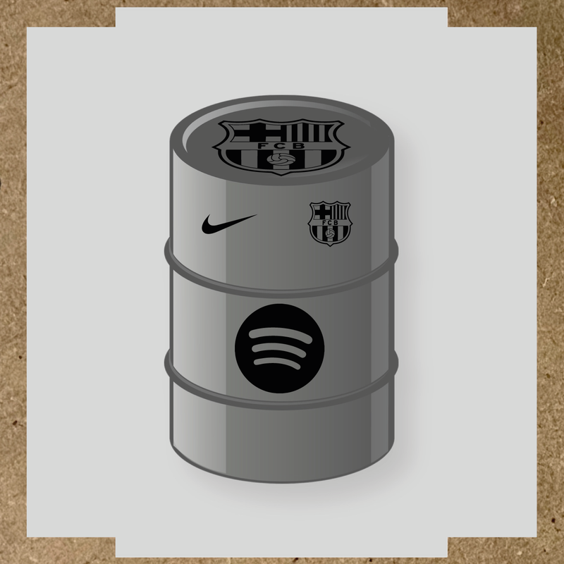 Kit de 4 stickers FC Barcelona pour baril décoratif, comprenant des designs sur le thème FC Barcelona. couleur:noir