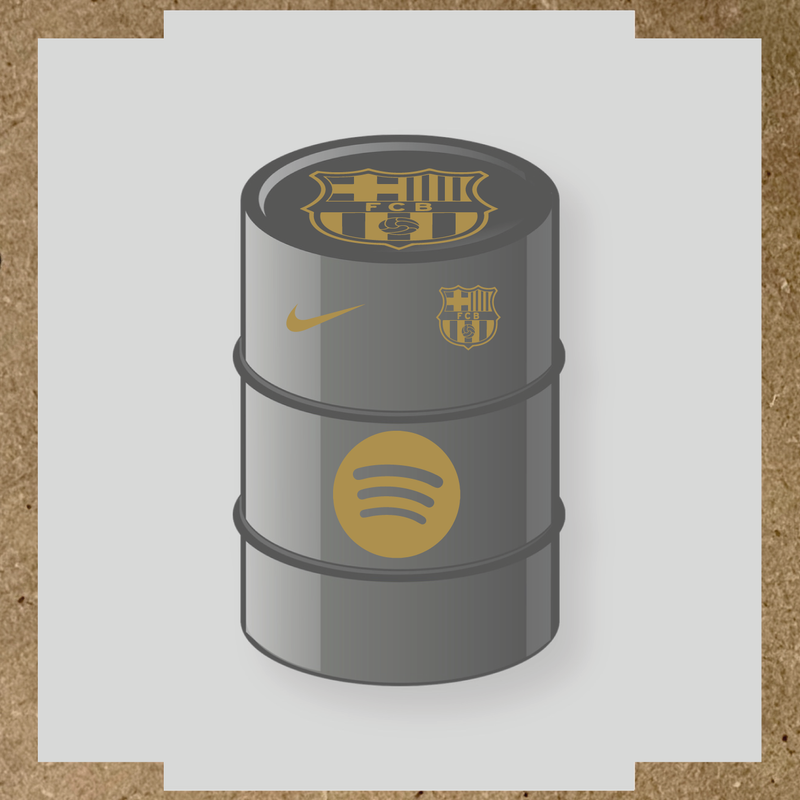 Kit de 4 stickers FC Barcelona pour baril décoratif, comprenant des designs sur le thème FC Barcelona. couleur:or