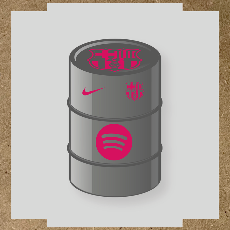 Kit de 4 stickers FC Barcelona pour baril décoratif, comprenant des designs sur le thème FC Barcelona. couleur:rose