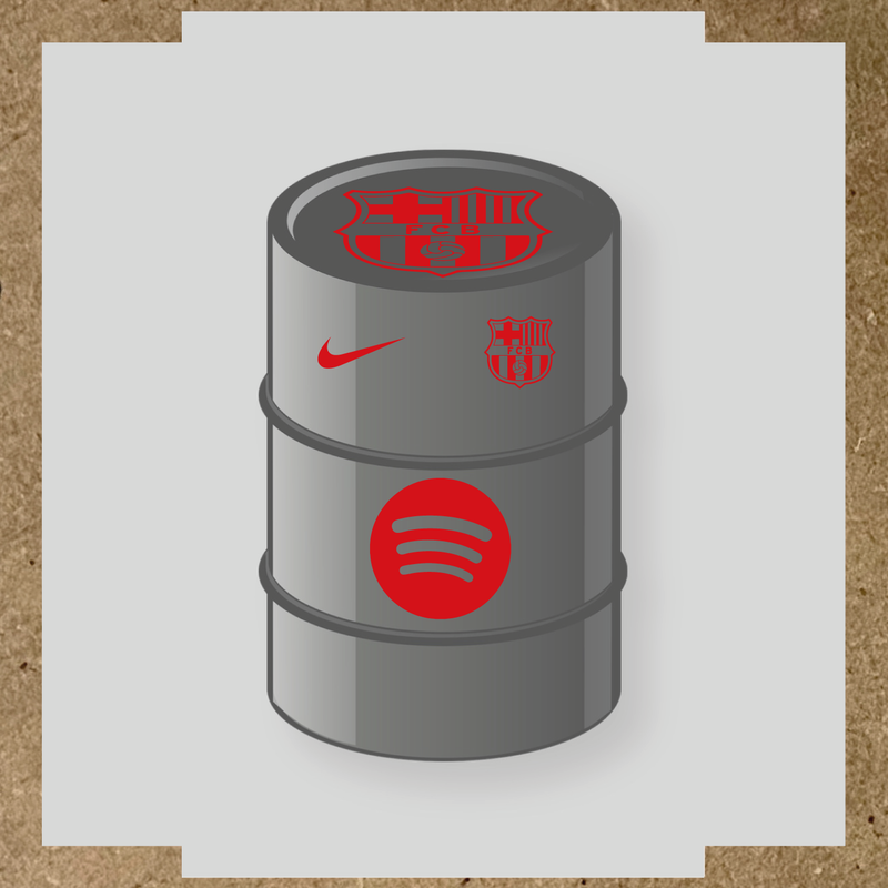 Kit de 4 stickers FC Barcelona pour baril décoratif, comprenant des designs sur le thème FC Barcelona. couleur:rouge