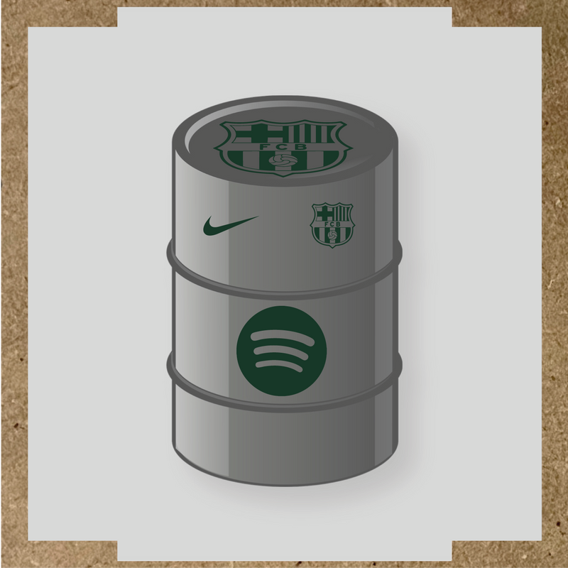 Kit de 4 stickers FC Barcelona pour baril décoratif, comprenant des designs sur le thème FC Barcelona. couleur:vert forêt