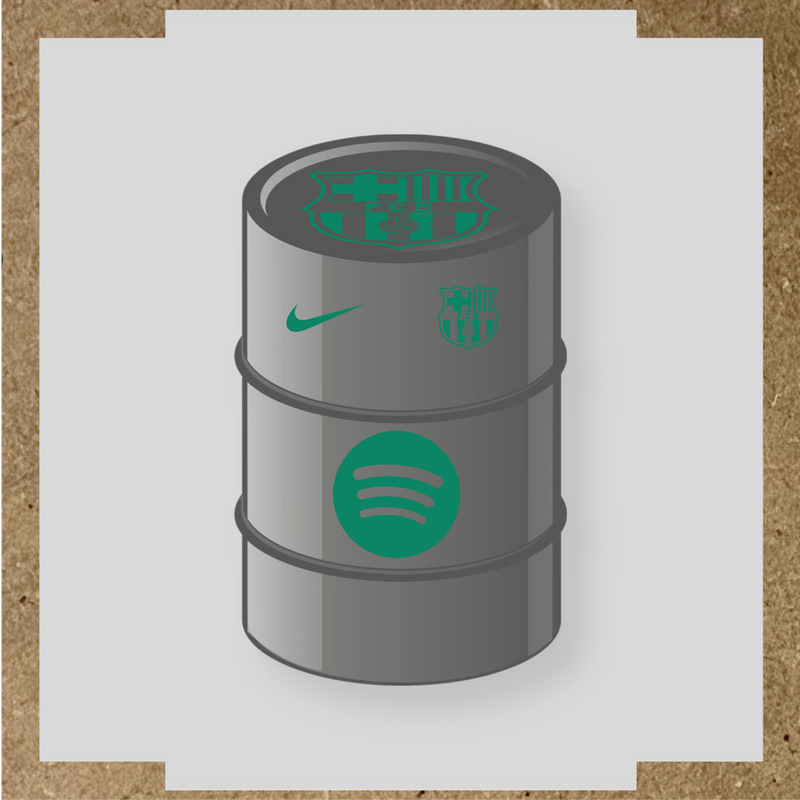 Kit de 4 stickers FC Barcelona pour baril décoratif, comprenant des designs sur le thème FC Barcelona. couleur:vert jade