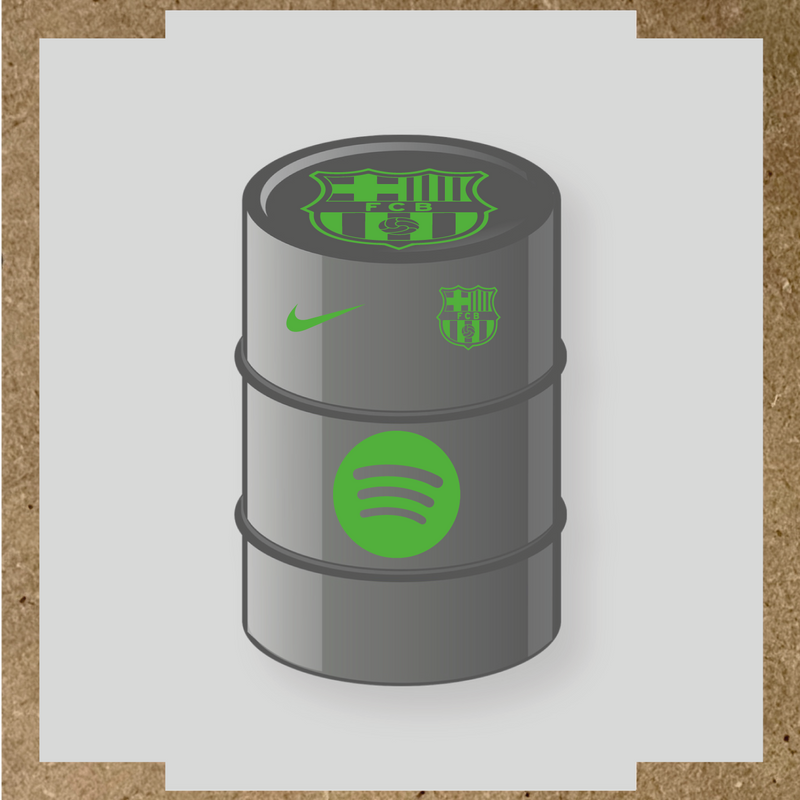 Kit de 4 stickers FC Barcelona pour baril décoratif, comprenant des designs sur le thème FC Barcelona. couleur:vert prairie