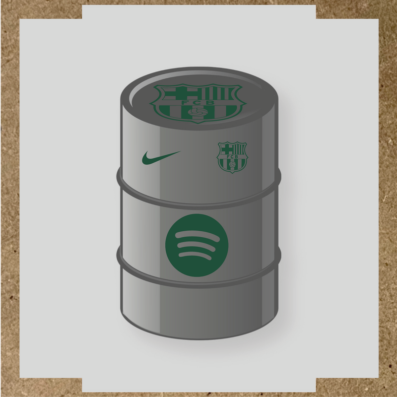 Kit de 4 stickers FC Barcelona pour baril décoratif, comprenant des designs sur le thème FC Barcelona. couleur:vert sapin
