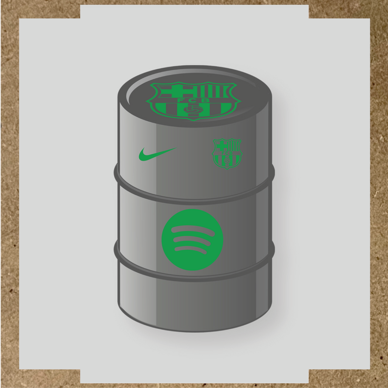 Kit de 4 stickers FC Barcelona pour baril décoratif, comprenant des designs sur le thème FC Barcelona. couleur:vert vif