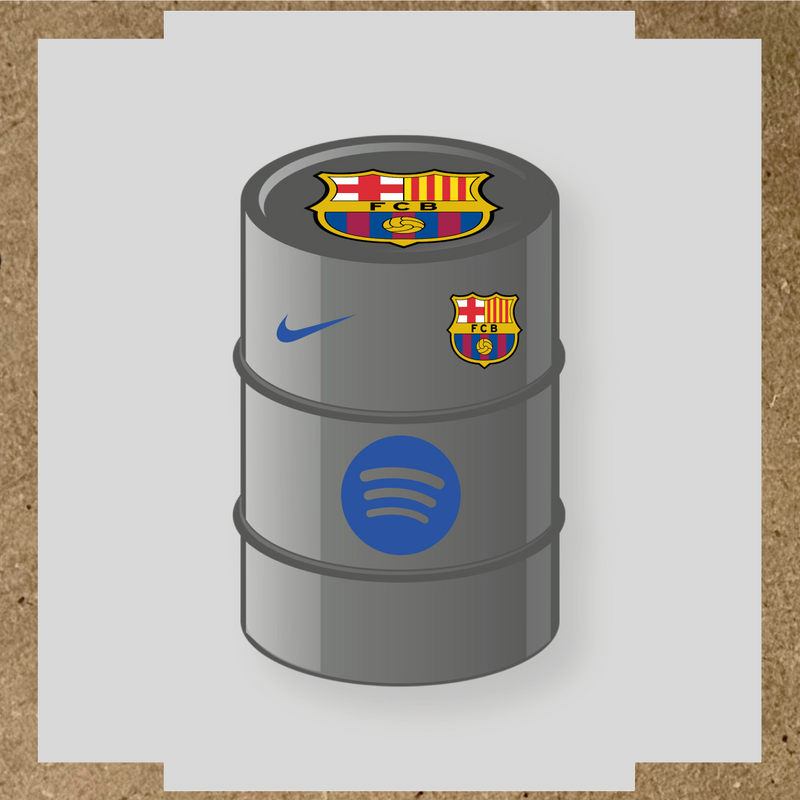 Kit de 4 stickers FC Barcelona pour baril décoratif, comprenant des éléments de la licence principale et secondaire. couleur:bleu acier