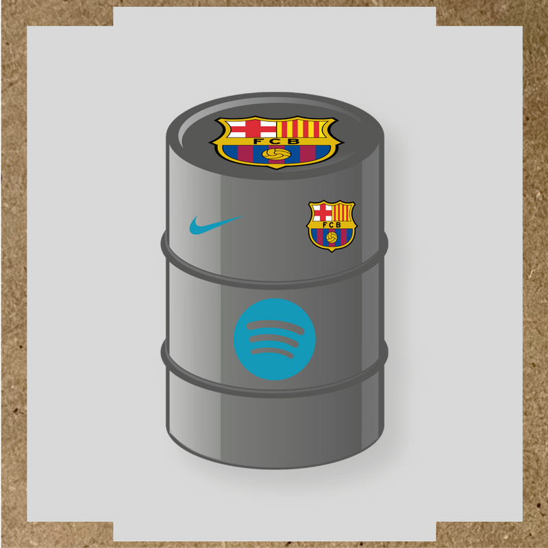 Kit de 4 stickers FC Barcelona pour baril décoratif, comprenant des éléments de la licence principale et secondaire. couleur:bleu azur