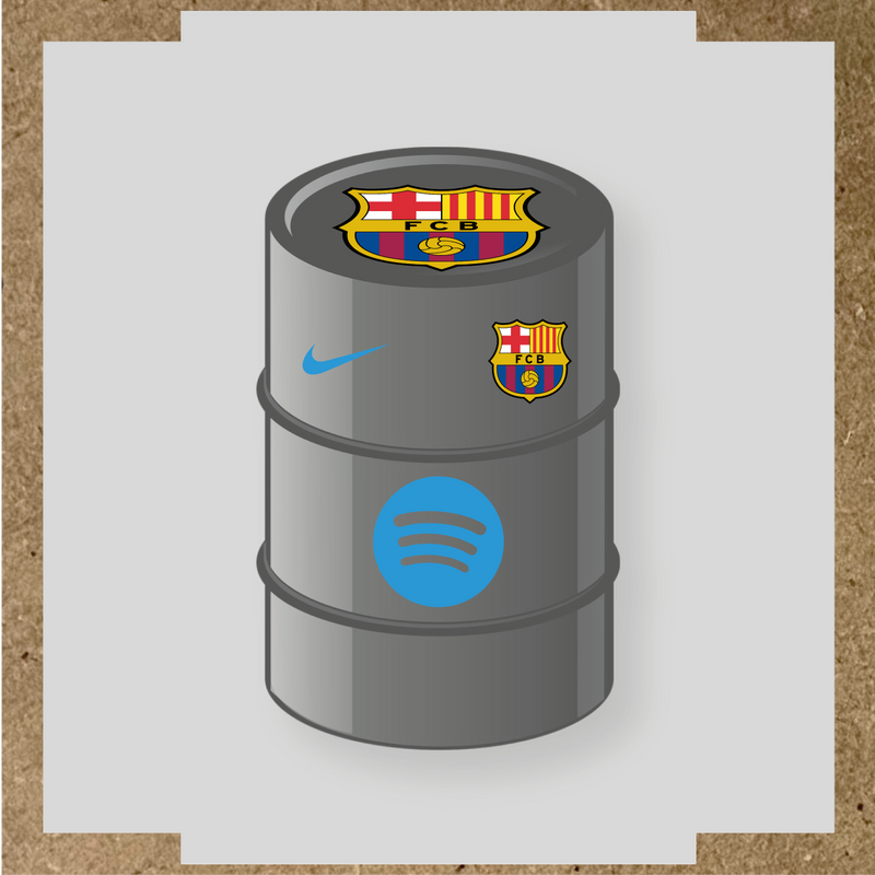 Kit de 4 stickers FC Barcelona pour baril décoratif, comprenant des éléments de la licence principale et secondaire. couleur:bleu ciel