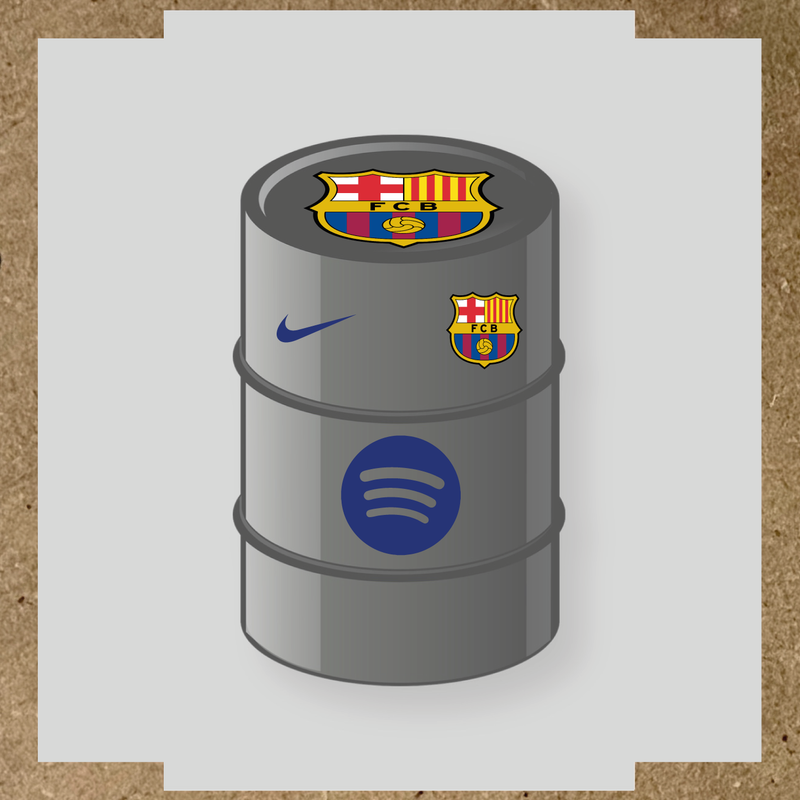 Kit de 4 stickers FC Barcelona pour baril décoratif, comprenant des éléments de la licence principale et secondaire. couleur:bleu indigo