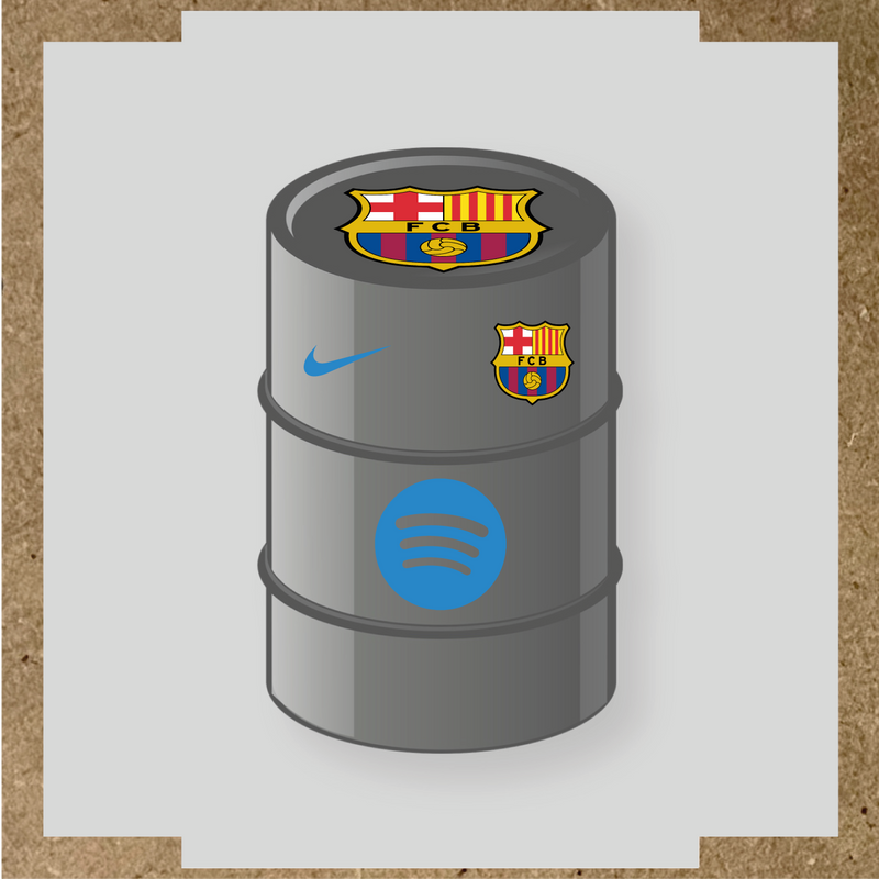 Kit de 4 stickers FC Barcelona pour baril décoratif, comprenant des éléments de la licence principale et secondaire. couleur:bleu lagon