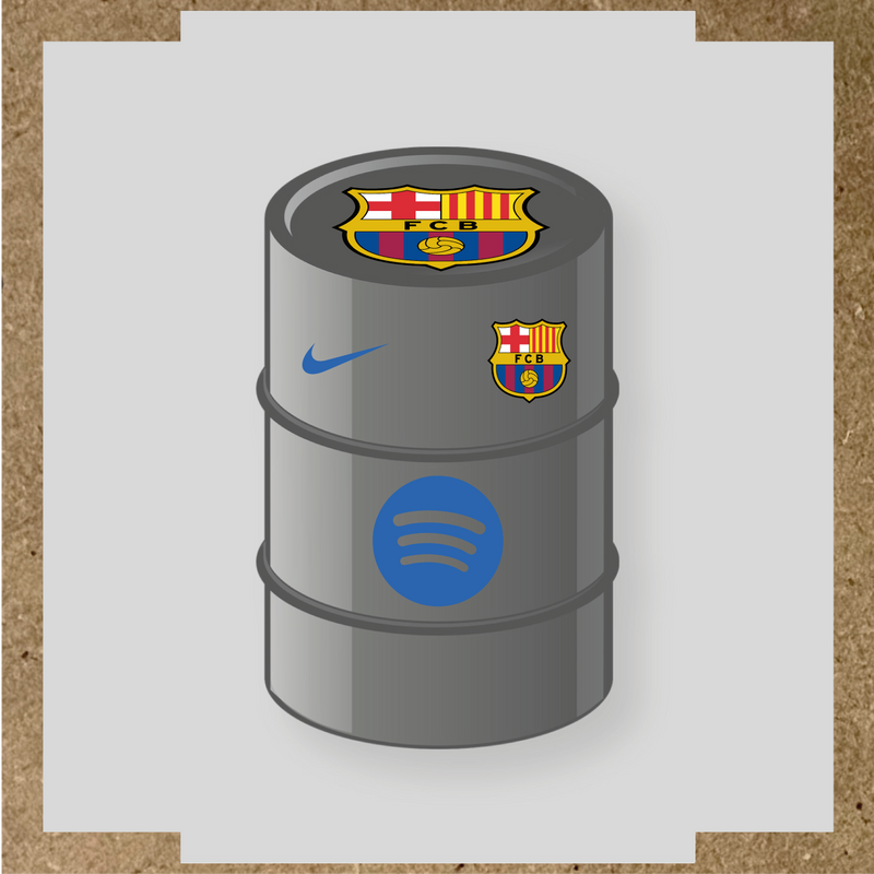 Kit de 4 stickers FC Barcelona pour baril décoratif, comprenant des éléments de la licence principale et secondaire. couleur:bleu pétrole