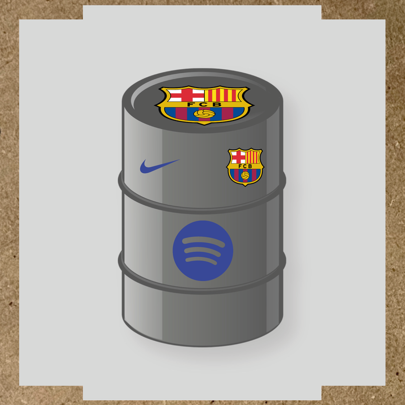 Kit de 4 stickers FC Barcelona pour baril décoratif, comprenant des éléments de la licence principale et secondaire. couleur:bleu roi