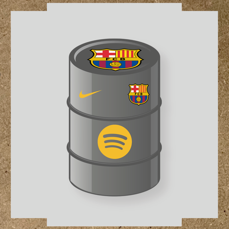 Kit de 4 stickers FC Barcelona pour baril décoratif, comprenant des éléments de la licence principale et secondaire. couleur:jaune