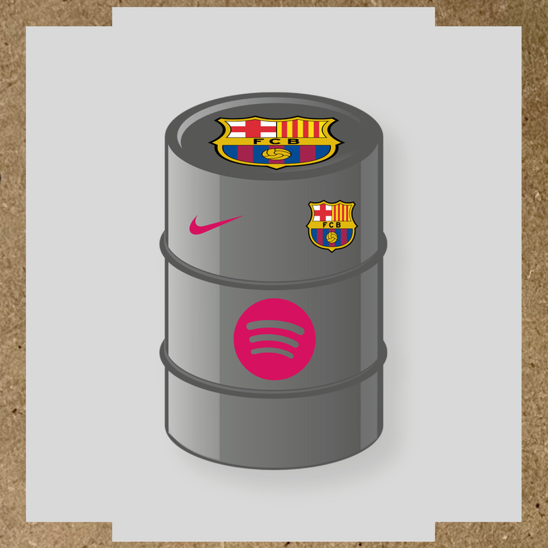 Kit de 4 stickers FC Barcelona pour baril décoratif, comprenant des éléments de la licence principale et secondaire. couleur:rose