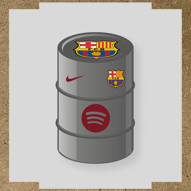 Kit de 4 stickers FC Barcelona pour baril décoratif, comprenant des éléments de la licence principale et secondaire. couleur:rouge bordeaux