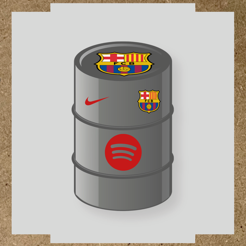 Kit de 4 stickers FC Barcelona pour baril décoratif, comprenant des éléments de la licence principale et secondaire. couleur:rouge foncé