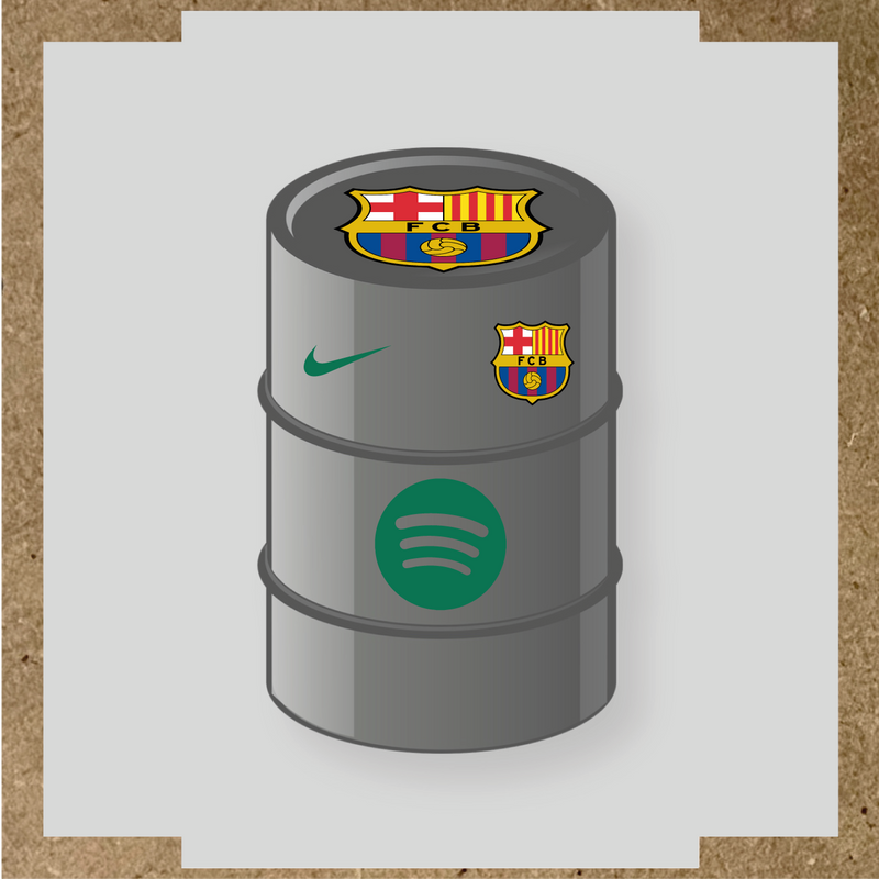 Kit de 4 stickers FC Barcelona pour baril décoratif, comprenant des éléments de la licence principale et secondaire. couleur:vert émeraude