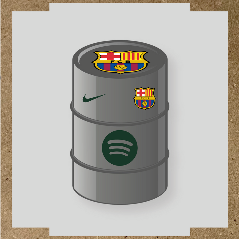 Kit de 4 stickers FC Barcelona pour baril décoratif, comprenant des éléments de la licence principale et secondaire. couleur:vert forêt