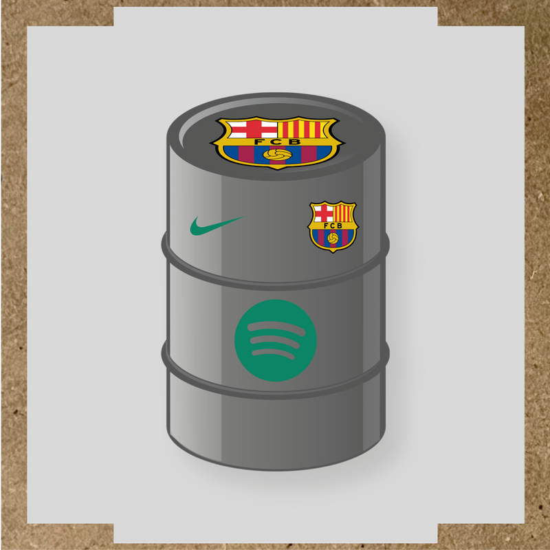 Kit de 4 stickers FC Barcelona pour baril décoratif, comprenant des éléments de la licence principale et secondaire. couleur:vert jade