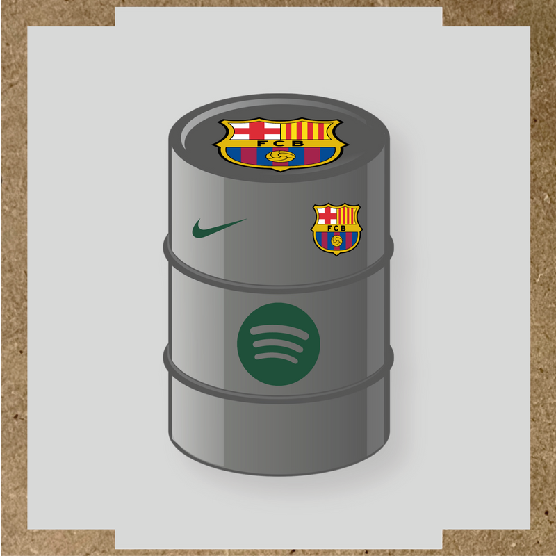 Kit de 4 stickers FC Barcelona pour baril décoratif, comprenant des éléments de la licence principale et secondaire. couleur:vert sapin