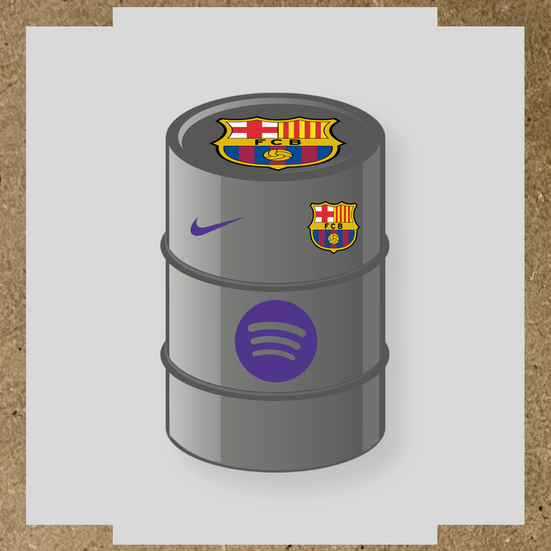 Kit de 4 stickers FC Barcelona pour baril décoratif, comprenant des éléments de la licence principale et secondaire. couleur:violet
