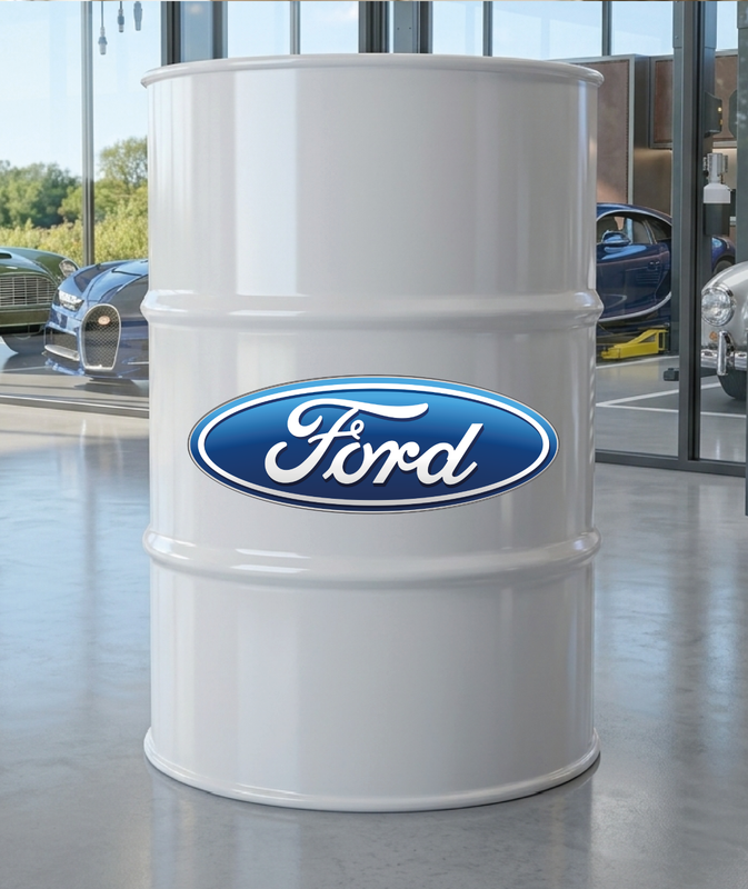 Baril décoratif avec kit de 2 stickers Ford bleu en situation réelle