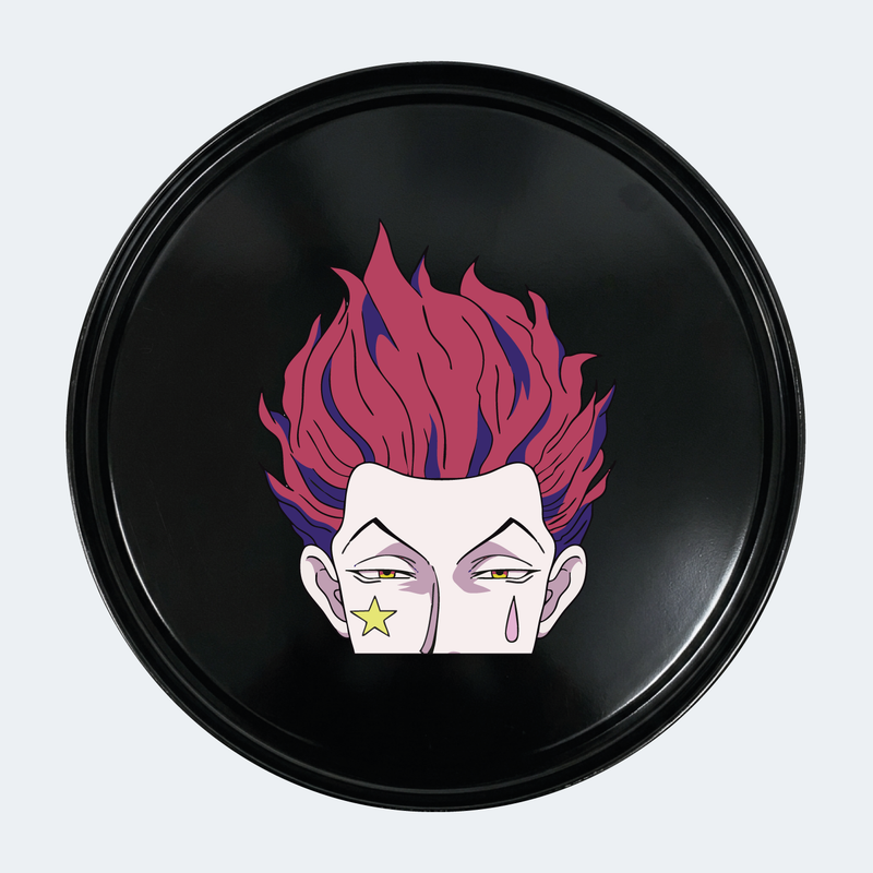 Vue de face d’un baril décoratif avec sticker inférieur Kit de 2 stickers Hunter X Hunter logo pour baril décoratif