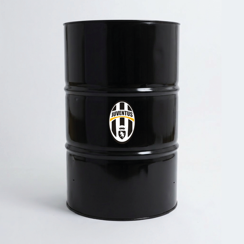 Vue du dessus d’un baril décoratif avec sticker supérieur Juventus 2004-2017