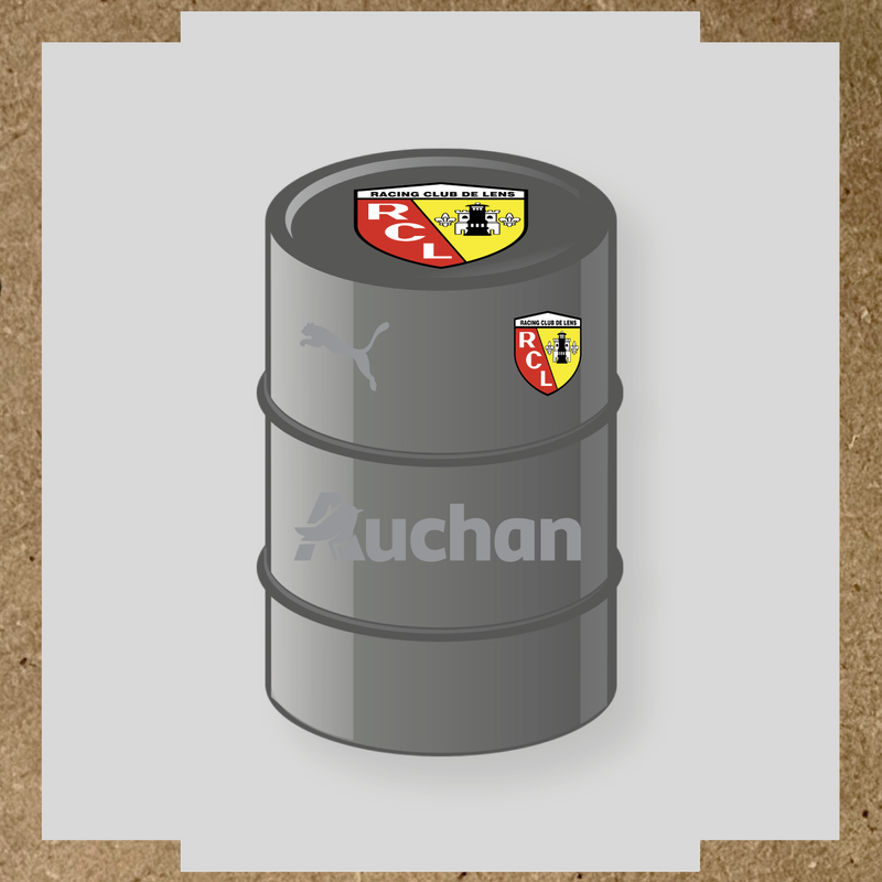 Kit de 4 stickers Racing Club De Lens pour baril décoratif, incluant le logo et design du club. couleur:argent
