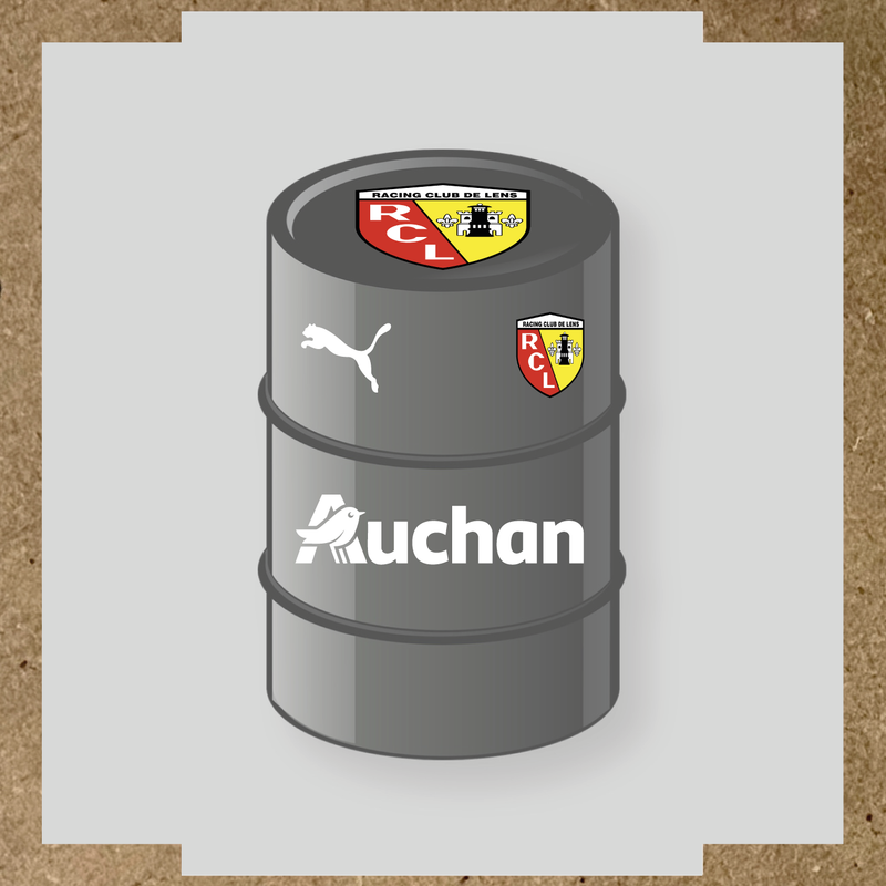 Kit de 4 stickers Racing Club De Lens pour baril décoratif, incluant le logo et design du club. couleur:blanc