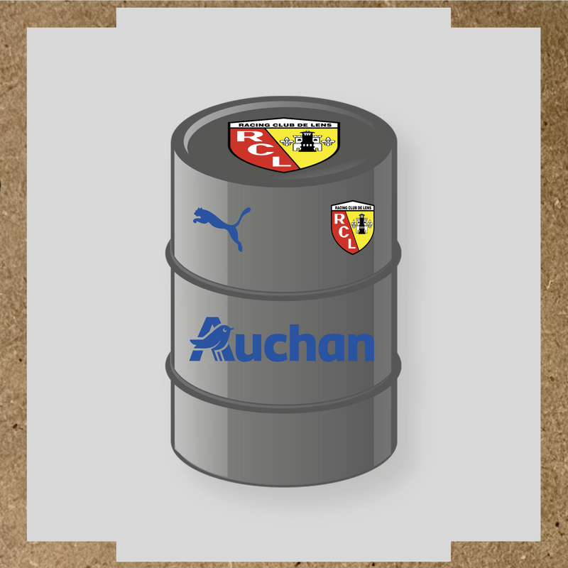Kit de 4 stickers Racing Club De Lens pour baril décoratif, incluant le logo et design du club. couleur:bleu acier