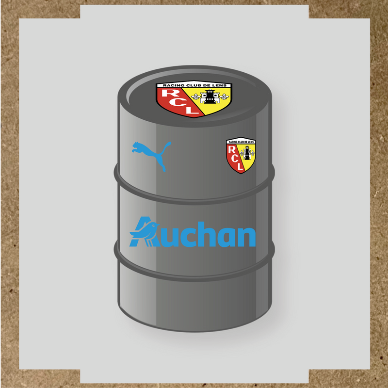 Kit de 4 stickers Racing Club De Lens pour baril décoratif, incluant le logo et design du club. couleur:bleu ciel