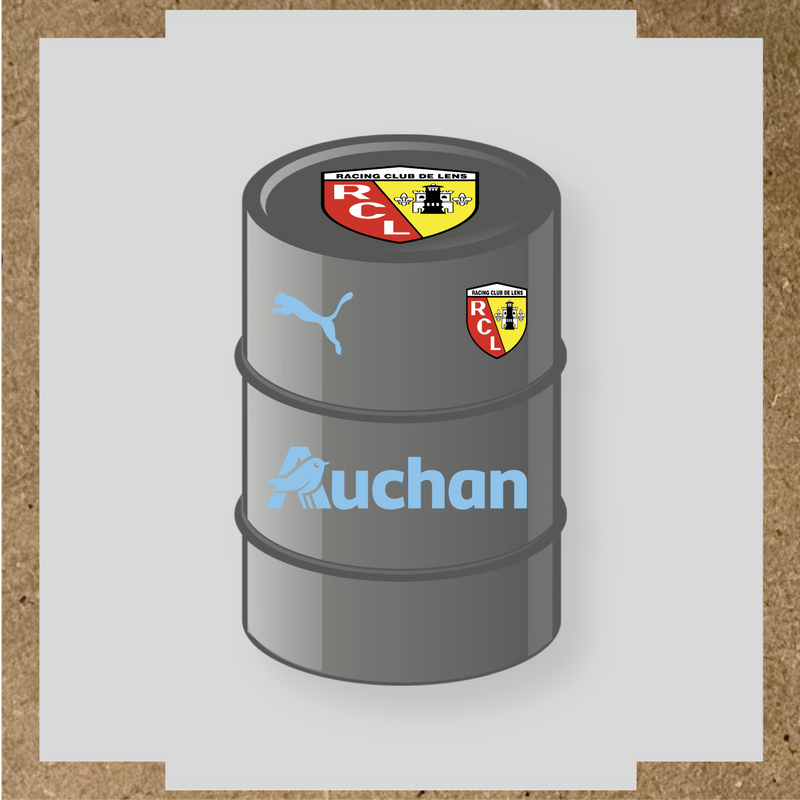 Kit de 4 stickers Racing Club De Lens pour baril décoratif, incluant le logo et design du club. couleur:bleu pastel