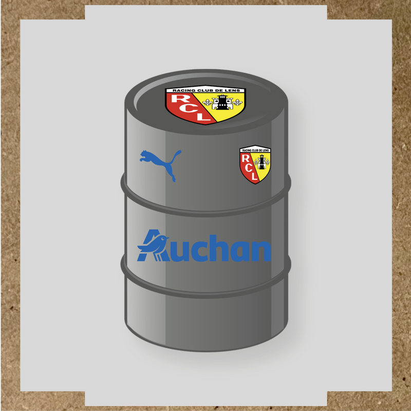 Kit de 4 stickers Racing Club De Lens pour baril décoratif, incluant le logo et design du club. couleur:bleu pétrole