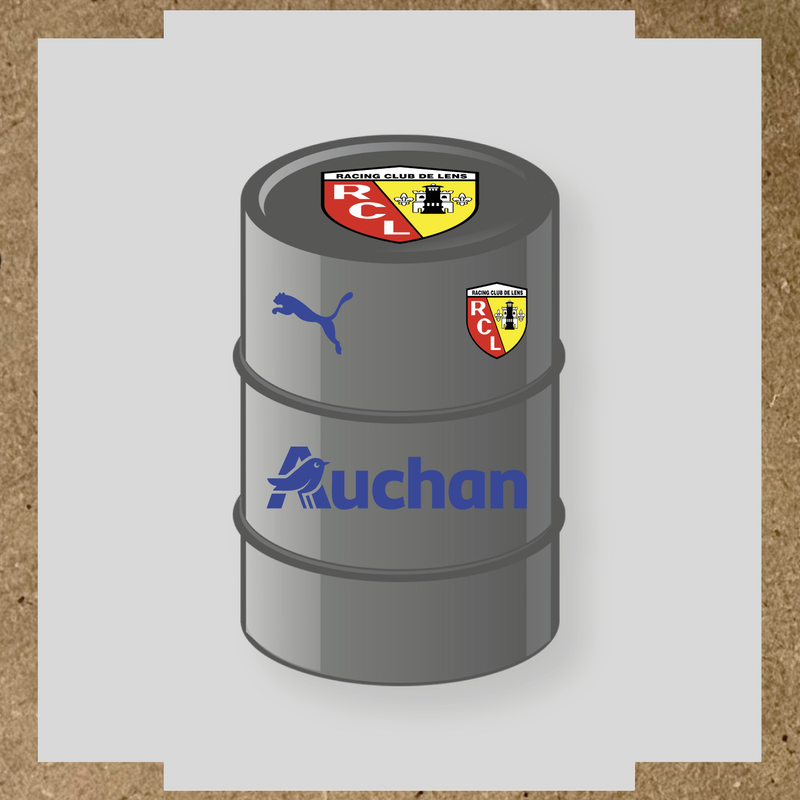 Kit de 4 stickers Racing Club De Lens pour baril décoratif, incluant le logo et design du club. couleur:bleu roi