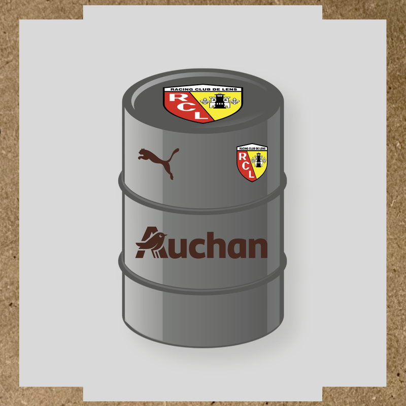 Kit de 4 stickers Racing Club De Lens pour baril décoratif, incluant le logo et design du club. couleur:marron foncé