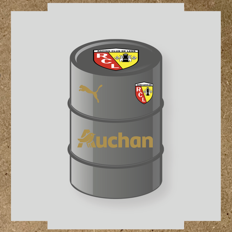 Kit de 4 stickers Racing Club De Lens pour baril décoratif, incluant le logo et design du club. couleur:or