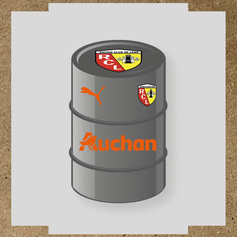 Kit de 4 stickers Racing Club De Lens pour baril décoratif, incluant le logo et design du club. couleur:orange