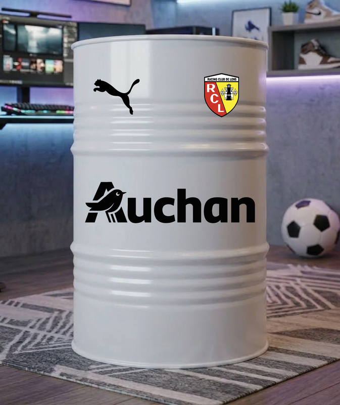 Baril décoratif avec stickers Racing Club De Lens et visuel secondaire Puma 