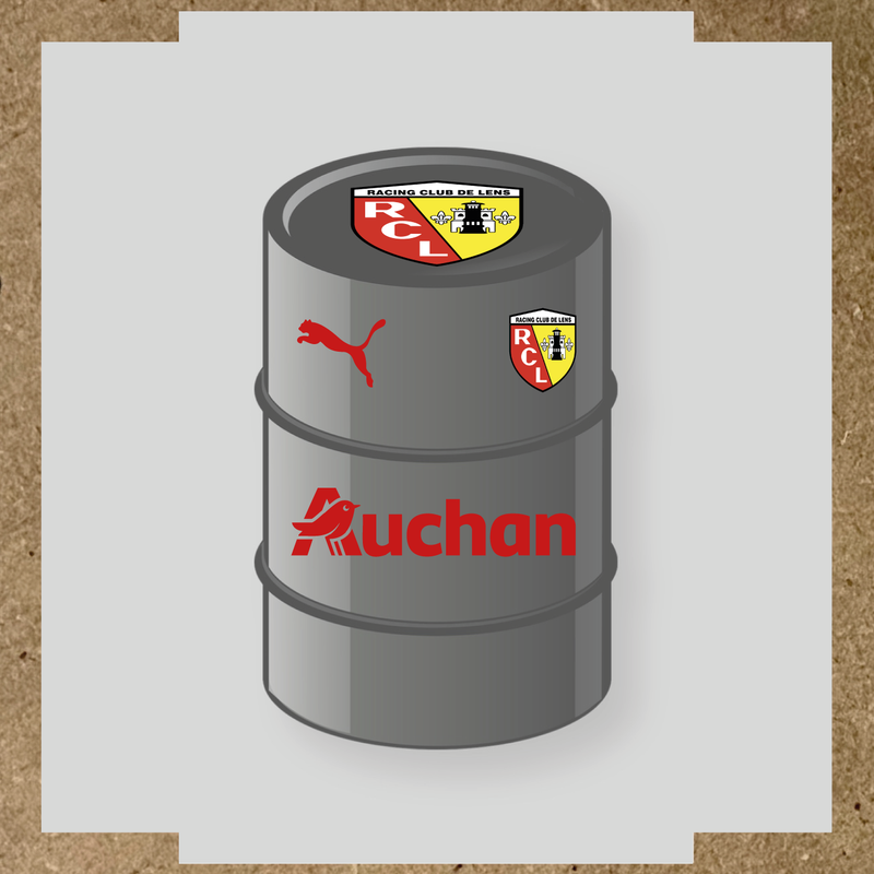 Kit de 4 stickers Racing Club De Lens pour baril décoratif, incluant le logo et design du club. couleur:rouge foncé