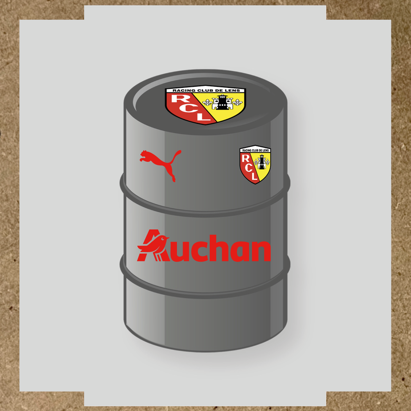 Kit de 4 stickers Racing Club De Lens pour baril décoratif, incluant le logo et design du club. couleur:rouge vif