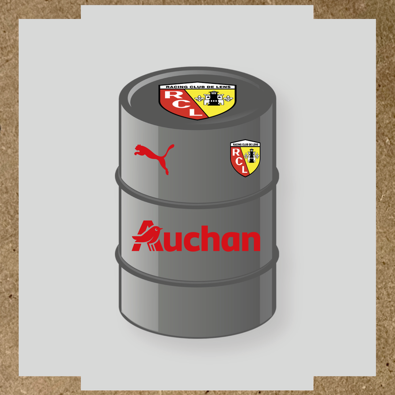 Kit de 4 stickers Racing Club De Lens pour baril décoratif, incluant le logo et design du club. couleur:rouge