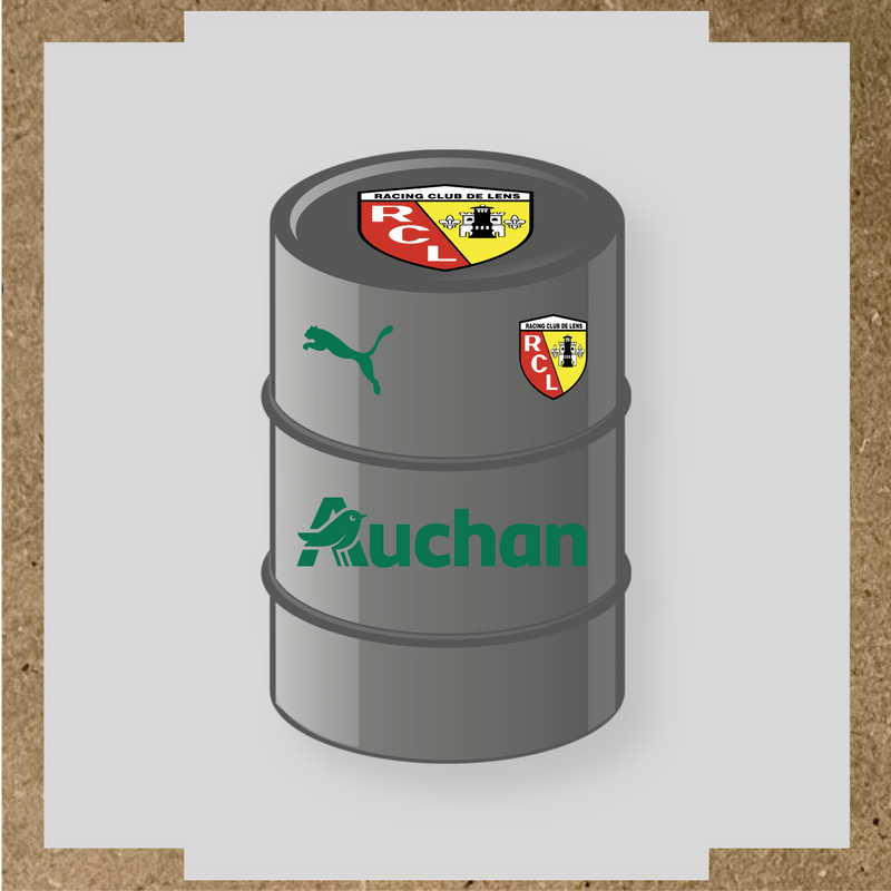 Kit de 4 stickers Racing Club De Lens pour baril décoratif, incluant le logo et design du club. couleur:vert émeraude