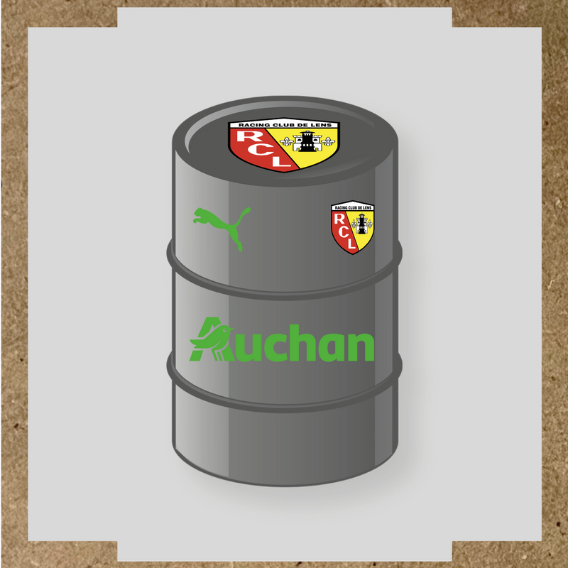 Kit de 4 stickers Racing Club De Lens pour baril décoratif, incluant le logo et design du club. couleur:vert prairie
